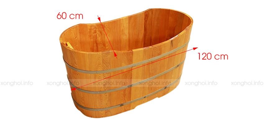 Mô tả bồn tắm bằng gỗ hình Oval